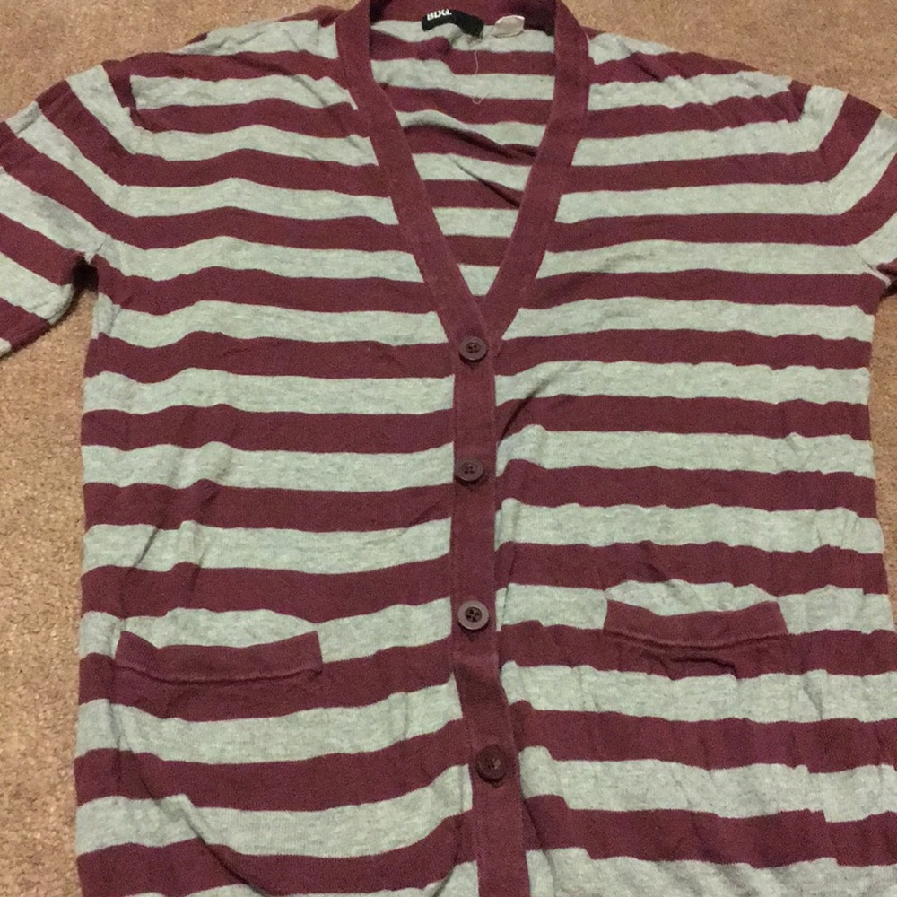 3/$25 BDG Red/Gray Striped Cardigan Size S